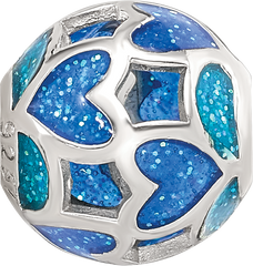 Sterling Silver Reflections Blue/Green Heart Enameled Bead