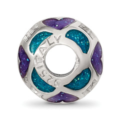 Sterling Silver Reflections Blue/Purple Heart Enameled Bead