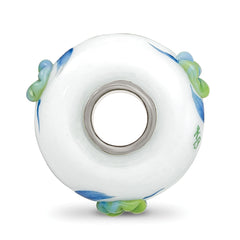 Ster.Silver Reflections Hand Painted Snails & Grapes Fenton Glass Bead