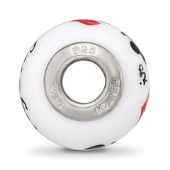 Ster.Silver Reflections White Hand Painted Lucky Suit Fenton Glass Bead