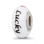 Ster.Silver Reflections White Hand Painted Lucky Suit Fenton Glass Bead