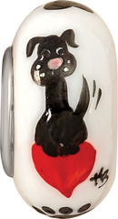 Ster.Silver Reflections Hand Painted Muttley Dog Fenton Glass Bead