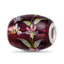 Ster.Silver Reflections Purple Hand Painted Magnolias Fenton Glass Bead