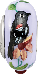 Sterling Silver Reflections Blue Bye Bye Blackbird Fenton Glass Bead