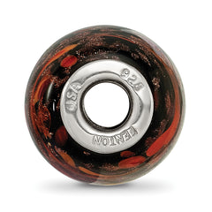Sterling Silver Reflections Black & Orange Autumn Fires Fenton Glass Bead