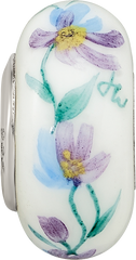 Sterling Silver Reflections Misty Morning Flowers Fenton Glass Bead