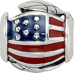 Sterling Silver Reflections Enameled USA Theme Bead