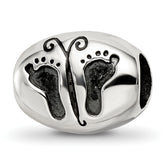 Sterling Silver Reflections Antiqued Baby Feet Butterfly Bead