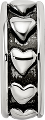 Sterling Silver Reflections Antiqued Hearts Gripper Bead