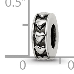 Sterling Silver Reflections Antiqued Hearts Gripper Bead