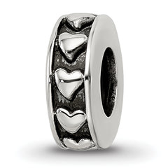 Sterling Silver Reflections Antiqued Hearts Gripper Bead