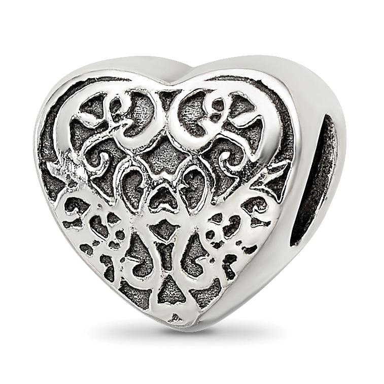 Sterling Silver Reflections Filigree Heart Bead