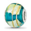 Sterling Silver Reflections Rh-plated Foil Pink Striped Blue Glass Bead