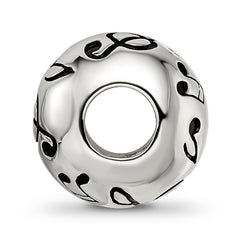 Sterling Silver Reflections Rhodium-plated Enameled Musical Notes Bead