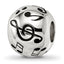 Sterling Silver Reflections Rhodium-plated Enameled Musical Notes Bead