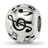 Sterling Silver Reflections Rhodium-plated Enameled Musical Notes Bead