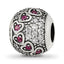 Sterling Silver Reflections Antiqued CZ & Red Corundum Hearts Bead