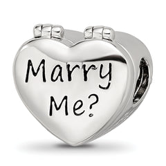 Sterling Silver Reflections Enamel Crystal Marry Me Heart Bead