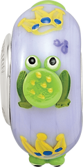 Ster.Silver Reflections Hand Painted Froggie Kisses Fenton Glass Bead