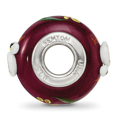 Ster.Silver Reflections Hand Painted Whooo! Fenton Glass Bead