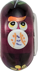 Ster.Silver Reflections Hand Painted Whooo! Fenton Glass Bead