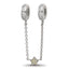 Sterling Silver Reflections Rhodium-plated 3in Security Chain CZ Beads