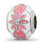 Sterling Silver Reflections Rh-plated CZ White & Pink Enamel Flowers Bead