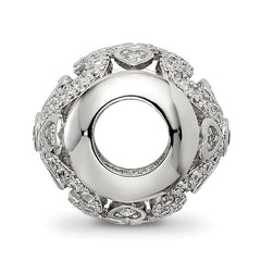 Sterling Silver Reflections Rhodium-plated CZ with Hearts Bead