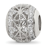Sterling Silver Reflections Rhodium-plated Laser Cut CZ Bead
