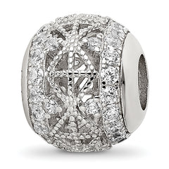 Sterling Silver Reflections Rhodium-plated Laser Cut CZ Bead
