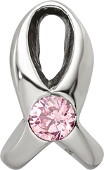 Sterling Silver Reflections Silver Ribbon with Pink CZ Bead