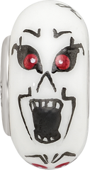 Sterling Silver Reflections Hand Painted Ghouls, White Glass Bead
