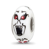 Sterling Silver Reflections Hand Painted Ghouls, White Glass Bead
