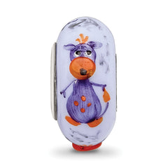 Sterling Silver Reflections Hand Painted Dragon, Purple Glass Bead