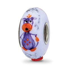 Sterling Silver Reflections Hand Painted Dragon, Purple Glass Bead