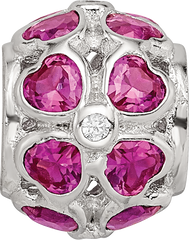 Sterling Silver Reflections Red Heart CZ Bead
