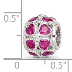 Sterling Silver Reflections Red Heart CZ Bead