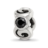 Sterling Silver Reflections Black CZ Bead