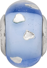 Sterling Silver Reflections Blue and Silver Hearts Glass Bead