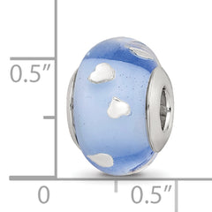 Sterling Silver Reflections Blue and Silver Hearts Glass Bead