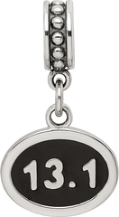 Sterling Silver Reflections Black Enameled Half Marathon Dangle Charm