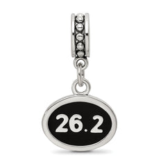 Sterling Silver Reflections Black Enameled Marathon Dangle Charm