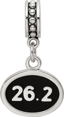 Sterling Silver Reflections Black Enameled Marathon Dangle Charm