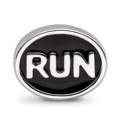 Sterling Silver Reflections Black Enameled Run Bead