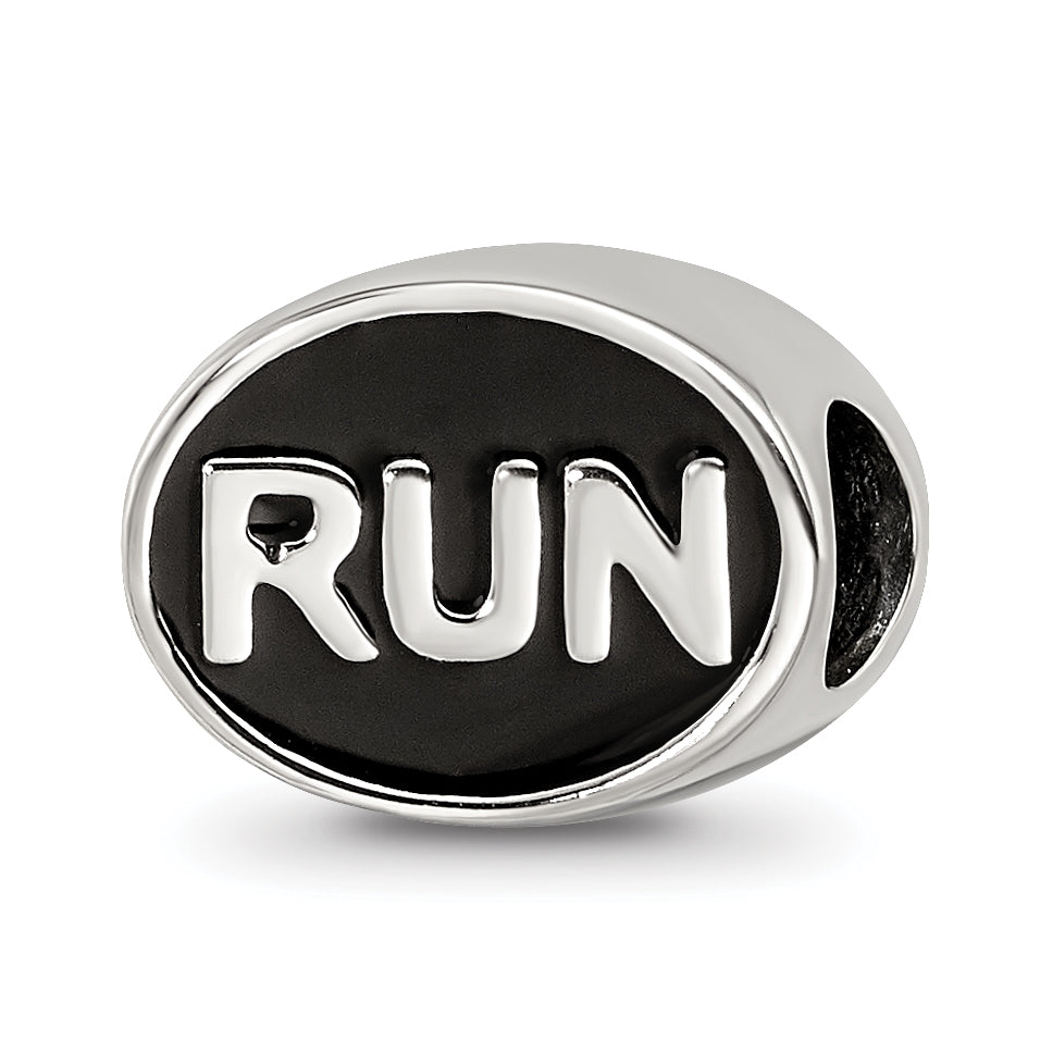 Sterling Silver Reflections Black Enameled Run Bead