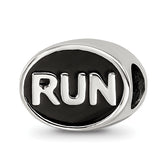 Sterling Silver Reflections Black Enameled Run Bead