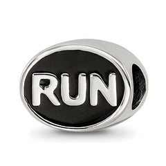 Sterling Silver Reflections Black Enameled Run Bead