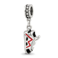 Sterling Silver Reflections Black and Red Enameled Runner's Shoe Dangle Cha