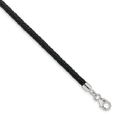 SS Reflections Black Leather Rh-plated 14in With 2in ext Choker/Wrap Bracelet