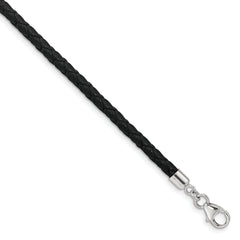 SS Reflections Black Leather Rh-plated 14in With 2in ext Choker/Wrap Bracelet